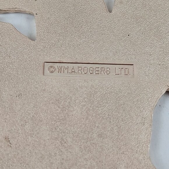 Wm A Rogers Rose Gold White Enamel Floral Trivet Iris Vintage Wall Hanging - Picture 2 of 11